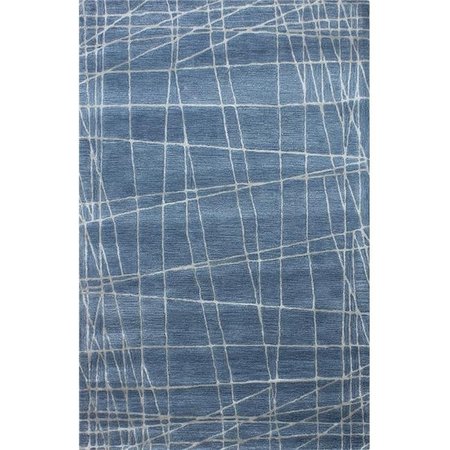 BASHIAN Bashian R129-AZ-2.6X8-HG312 Greenwich Collection Geometric Contemporary Wool & Viscose Hand Tufted Area Rug; Azure - 2 ft. 6 in. x 8 ft. R129-AZ-2.6X8-HG312